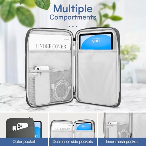 Image of Dadanism 9-11 inch Tablet Sleeve Bag Carrying Case for iPad (A16) 11th Gen 11 inch, iPad 10th Gen 10.9 inch Air 5 /4, iPad Air M4 /Pro 11 inch, iPad 9 /8 /7th, Galaxy Tab A11+ Plus 11 inch, Remarkable 2 10.3 inch, Dark Gray