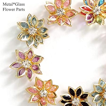 Amazon Craft Tamago 10個 メタルフレーム ガラス使用 立体的なフラワーパーツ ライトブルー アクセサリーパーツ 通販