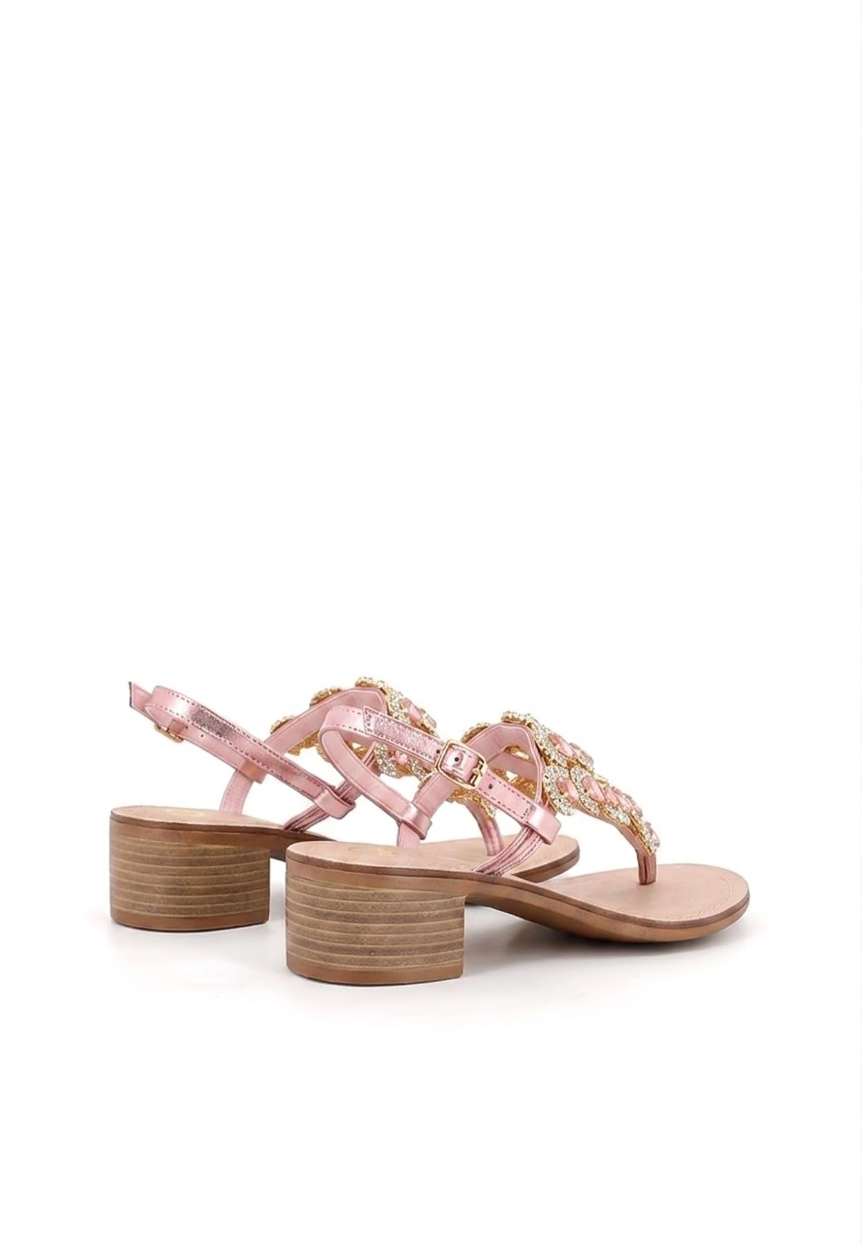 QUEEN HELENA Sandali Gioiello Infradito con Tacco Basso con Strass Eleganti Donna Y6024