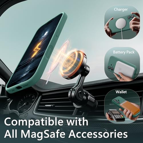 Image of FireNova Magnetic for iPhone 17 Case, Compatible with MagSafe, [Integrated Silicone Camera Control Button] [Camera Protection] Anti-Scratch Microfiber Lining Phone Case, 6.3 inch, Midnight Green
