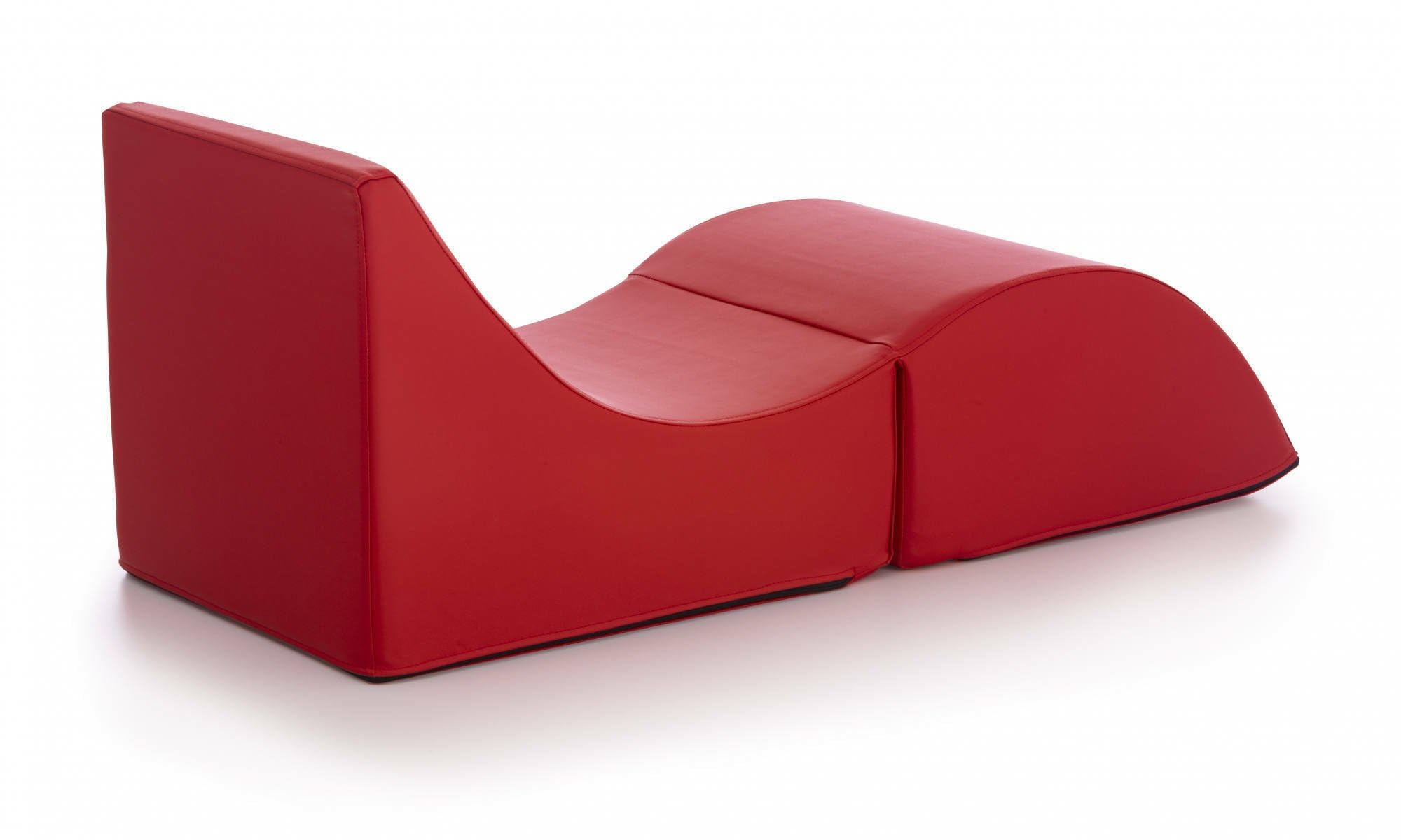 Talamo Italia - Lit pliant Andreina, Pouf transformable en lit simple, Méridienne en simili cuir, 100% Made in Italy, 130x50h50 cm, Rouge