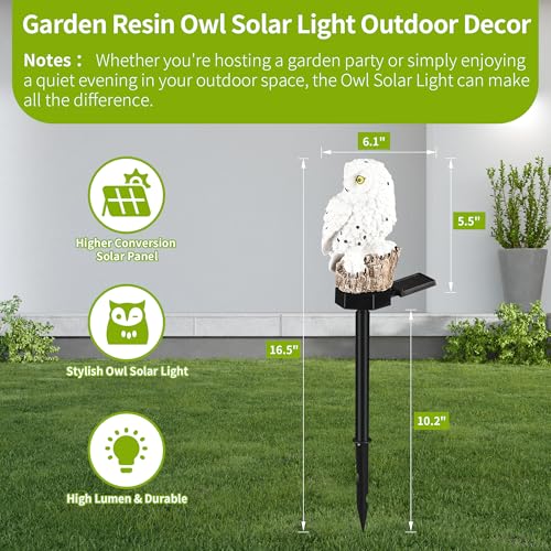 XURLEQ Garden Solar Light Outdoor Decor, Solar LED Light with Stake, Waterproof for Walkway Courtyard Party Decoration, White and Black Owl