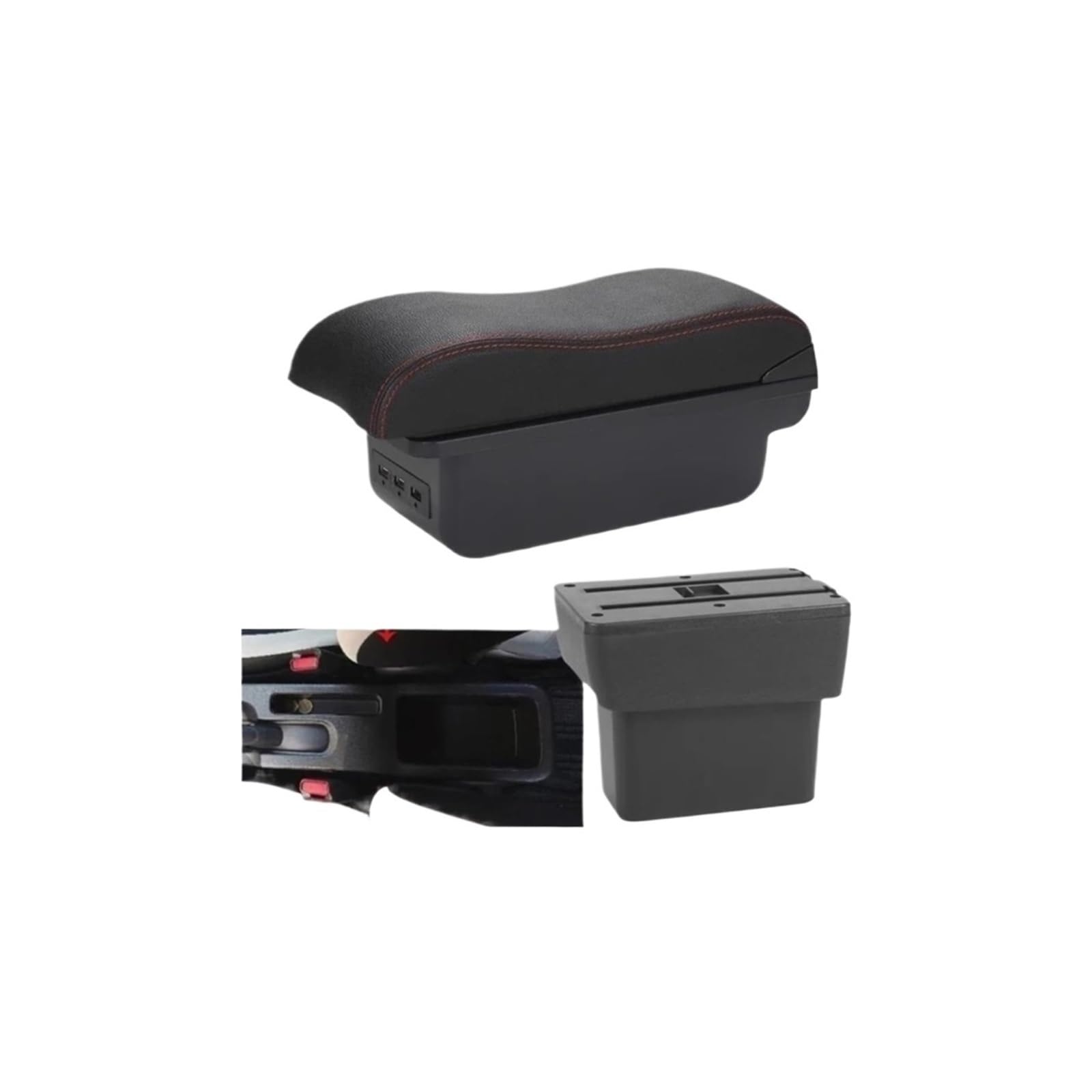 HCKCLMBMZW For Nissan For Note For EPower 2016-2022 Armrest Box Central Storage Dedicated Interior Retrofit Car Car Armrest Center Console(B1 Black Red 3usb)