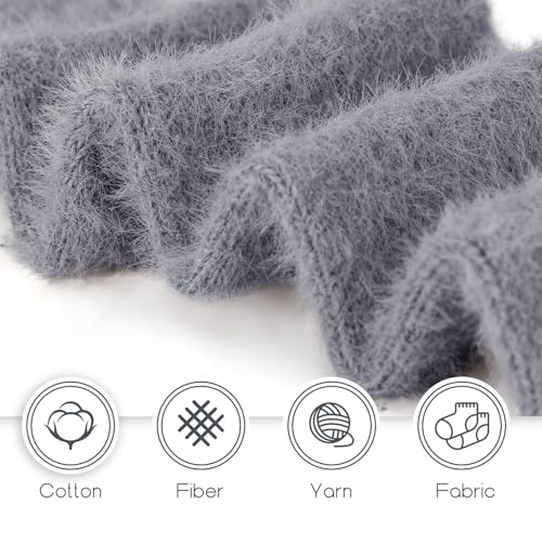SISOSOCK 5 Pairs Fuzzy Soft Cozy Fluffy Socks for Women, Casual Warm Sleep Comfy Socks, Thick Winter Plush Gifts for Women — view 3