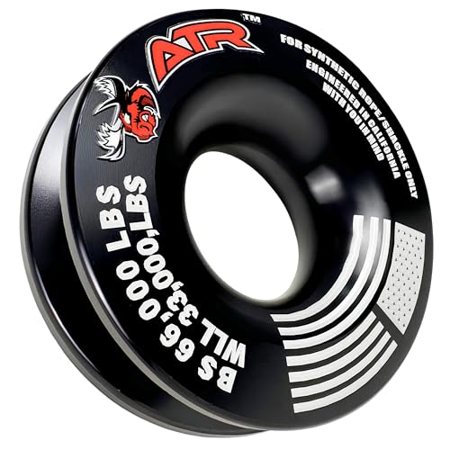 ATR Recovery Ring 66 000 lbs Off-Road Winch Pulley for Synthetic Rope & Soft Shackles Snatch Block Alternative for ATV UTV SUV Truck 44 Vehicle Recovery 1 PC Black
