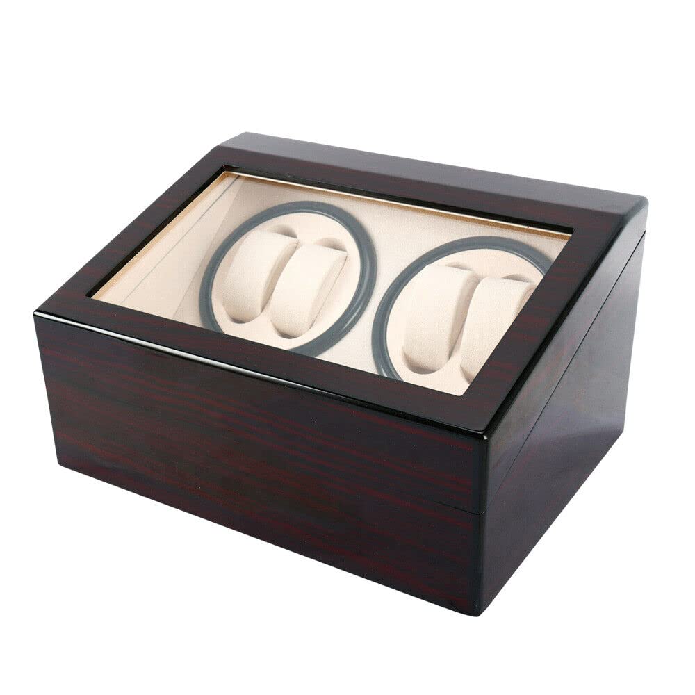 Relojero Automatico, Caja Giratoria Automática para Relojes de 4 + 6 Relojes, Función Temporizador, Caja de Madera
