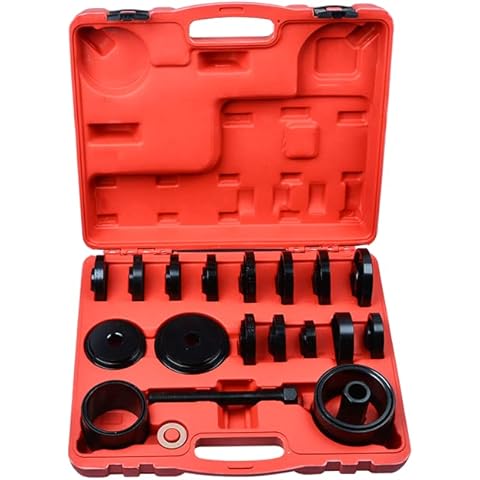 23PCS Front Wheel Drive Bearing Removal Press Adapter Puller Pulley Tool Kit Cover
