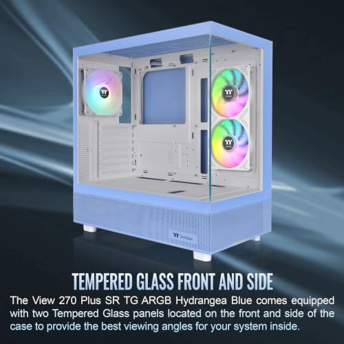 Image of Thermaltake View 270 Plus SR TG ARGB; Mid Tower Chassis; 1xSF240 ARGB PWM Reverse Fan 1xSF120 ARGB PWM Fan; 360mm Radiator Support; 420mm GPU Clearance; Hydrangea Blue; CA-1Y7-00MFWN-06