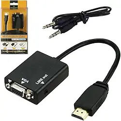 Cabo Adaptador Conversor Hdmi Para Vga Com Saída P2 De Áudio
