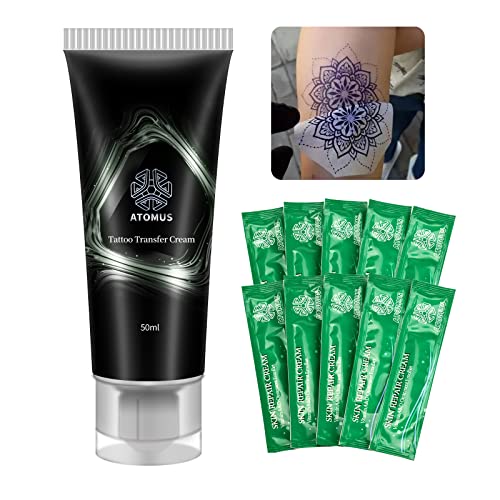 ATOMUS Tattoo Transfer Cream Gel Tattoo Skin Dissolving Gel for Paper Transfer Machine Transfer Cream with 10pcs aftercare cream Tattoo Accessories