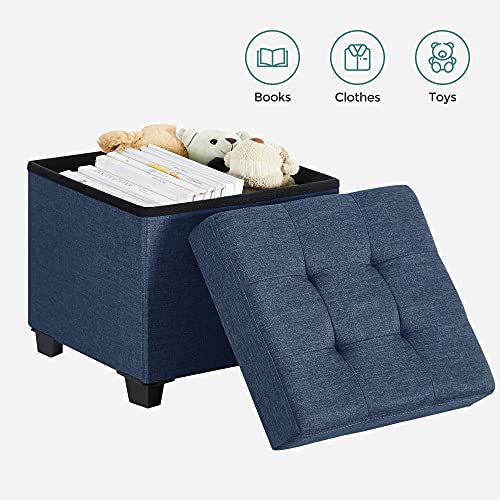 Songmics 15 Inches Cube Storage Ottoman, Bedroom Bench With Storage, Foot Stool With Feet, Holds Up To 660 Lb, Dark Blue Ulsf14In #TOP7