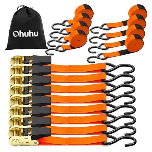 8-Pack Ratchet Tie Down Straps - 15 Ft Each