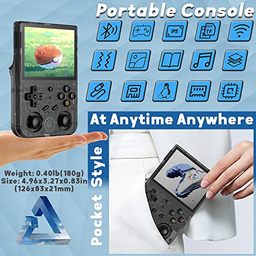Credevzone Rg353Vs Handheld Game Console 3.5 Inch Ips Retro Hand-Held Gaming Consoles Hand Held Video Games Preinstalled With Customized System Multiplayer 5Gwf Bt4.2 Rk3566 64Gb Black Transparent #TOP3
