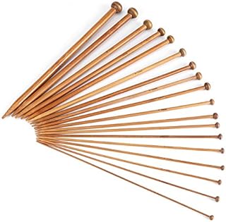 GOTOTOP Knitting Needles Set, 18 Sizes Single Pointed Carbonized Bamboo Knitting Needles for DIY Handmade Sweater Scarf Woolen Items (2mm to 10mm)