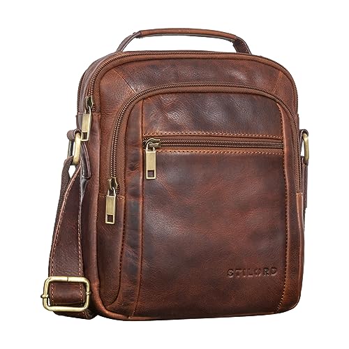 Bolso de hombro para hombre STILORD Lucky, bolsa reportero de cuero genuino