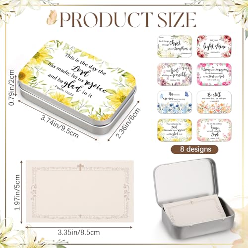 Acellegic 24 Set Christian Gift Tin Boxes with 120 Pcs Prayer Cards Scripture Bible Verse Cards Inspirational Encouragement Religious Valentines Gifts for Women Sister Girlfriend - Thumbnail 2