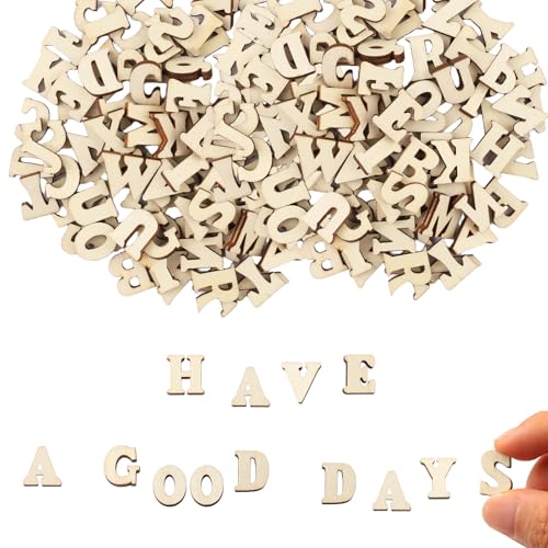 4 Sets 0.6 Inch Small Wooden Letters for Crafts, 104 Pcs A-Z Wood Alphabet Letters, Small Unfinished Wood Letters for DIY Painting Art Home Decor Spelling Learning