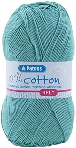 Patons 4 Ply Cotton Knitting Yarn/Crochet Yarn Knitting Wool 100g Balls and 100% Cotton Yarn - 31 Colours in The Range -Colour 1703 - Kiwi - 1 x 100g Ball
