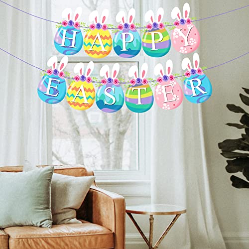 Mingzhe Feliz Páscoa Banner Banner de Páscoa colorido Guirlanda Bandeira de ovo de Páscoa Fontes de