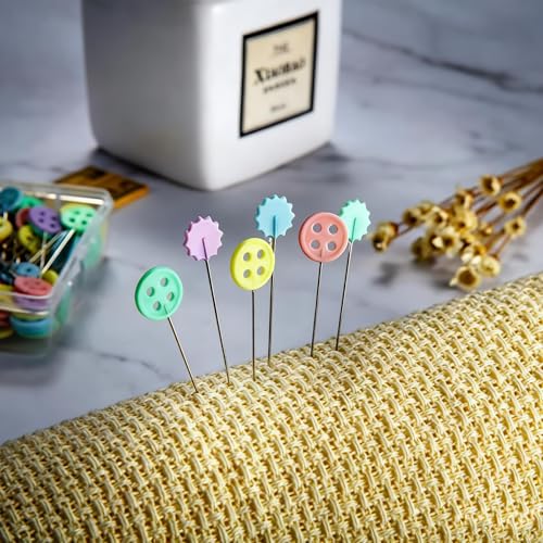 Miniatura 7 de Alfileres Costura Con Cabeza Plana,100 Pcs Agujas Patchwork Colores Alfileres Finos Costura Para Acolchado Tejer Coser Manualidades Y Accesorios De Costura,Con Caja