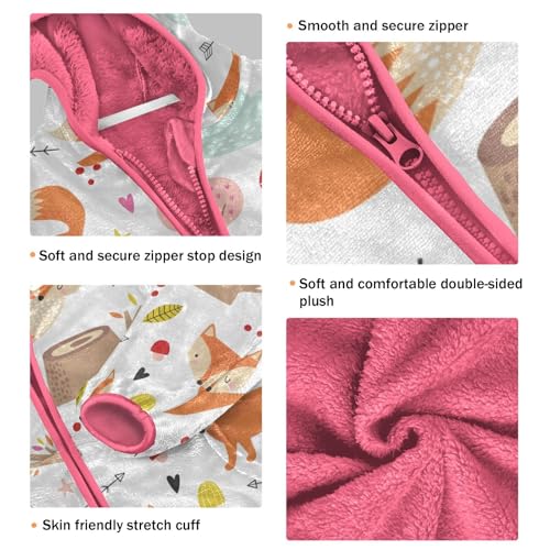 OTVEE Cartoon Cute Fox Animals Kids Hoodie Jacket Fall Spring Full Zip Warm Outwear Coat3