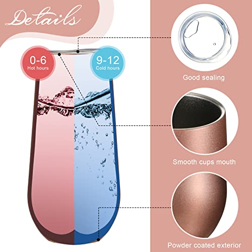 Tessco 8 Pack Wedding Stainless Steel Wine Tumblers Bride Champagne Flutes Vacuum Cups Stemless Bride Mug With Lid Insulated Bride Tumbler For Proposal Bridal Gift (6 Oz) #TOP2