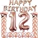 12th Birthday Decorations Party Supplies, Jumbo Rose Gold Foil Balloons for Birthday Party Supplies,Anniversary Events Decorations and Graduation Decorations Sweet 12 Party,12th Anniversary