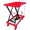 BestEquip Hydraulic Scissor 500LBS Capacity, Cart Lift Table Cart 28.5-Inch Lifting Height, Manual Scissor Lift Table w/ 4 Wheels and Foot Pump, Elevating Hydraulic Cart for Material Handling, in Grey