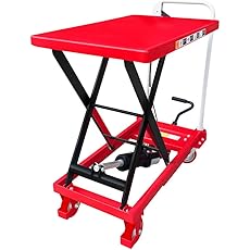 BestEquip Hydraulic Scissor 500LBS Capacity, Cart Lift Table Cart 28.5-Inch Lifting Height, Manual Scissor Lift Table w/ 4 Wheels and Foot Pump, Elevating Hydraulic Cart for Material Handling, in Grey