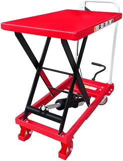 Premium Scissor Lift Table Cart, 500 lb. Cap, 27.75" L x 17.75" W, 8.25" - 28.5" H, Pake Handling Tools (Premium 500lbs Lift Cart)