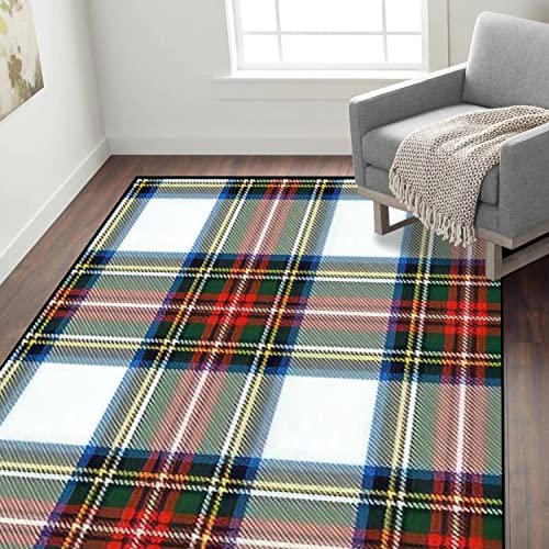 Cawiadfwjo Area Rug Scottish Plaid Stewart Dress Modern Tartan Seamless Traditional Colors Non-Slip Soft Carpet Floor Mat Indoor Outdoor Runner Rugs Yoga Home Decor For Living Room Bedroom, 47''X63'' #TOP1