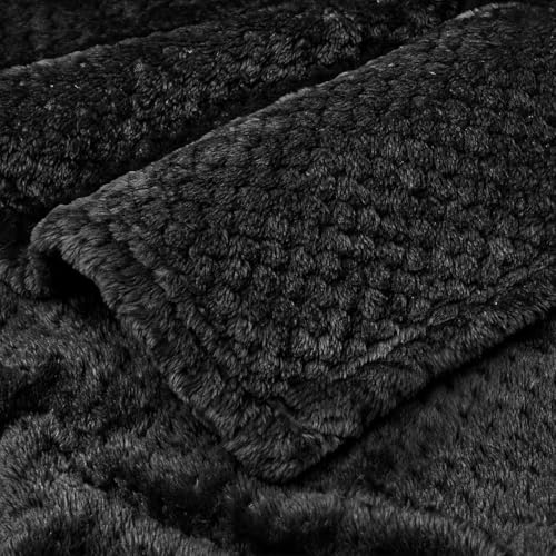 Manta Cobertor Aveludado Casal Padrão Lugano (Preto)
