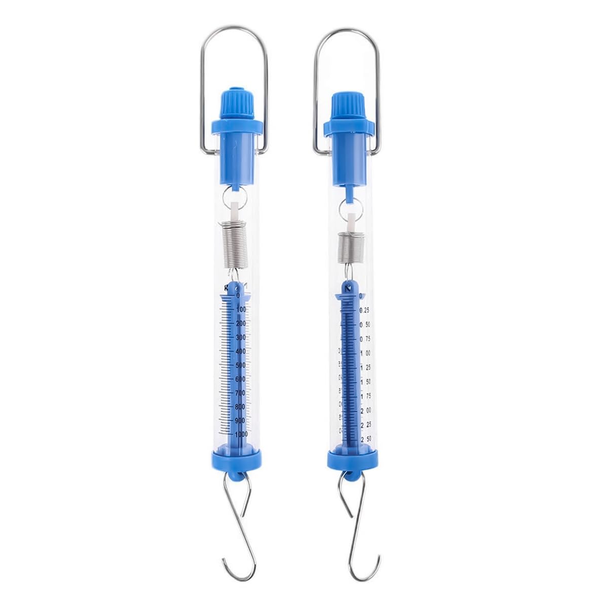 Sarini Newton Force Meter Spring Scale Transparent Spring Balance with Labeled Graduations, Scientific Tool for Measuring Forces Up to 2.5N and 10N