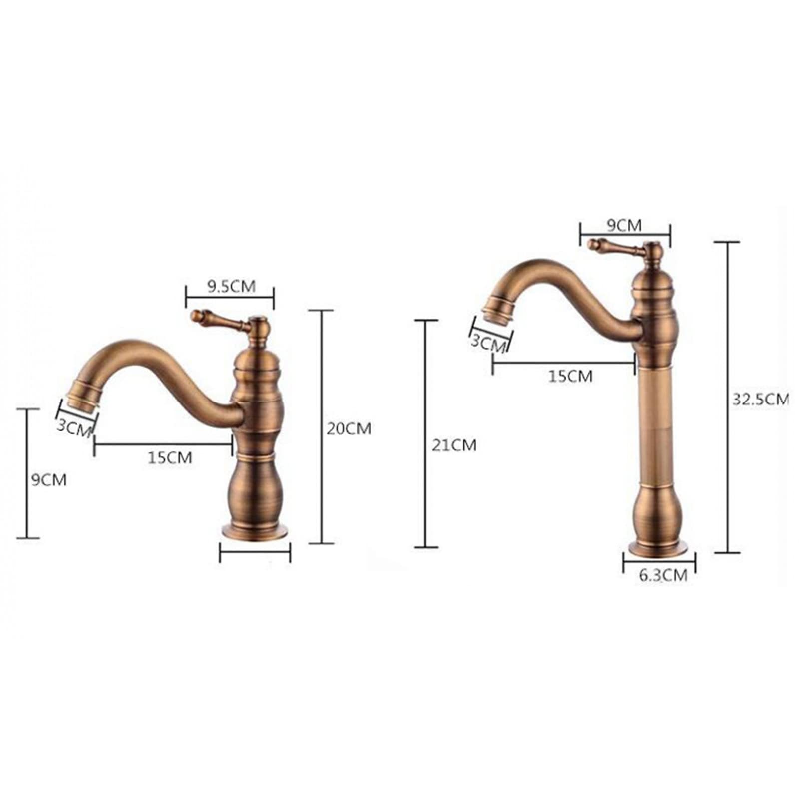 Elegante grifo de fregadero alto de bronce antiguo para baño - grifo mezclador de la lana de agua caliente y fría, diseño montado en la cubierta para la instalación sin esfuerzo, operación de una sola