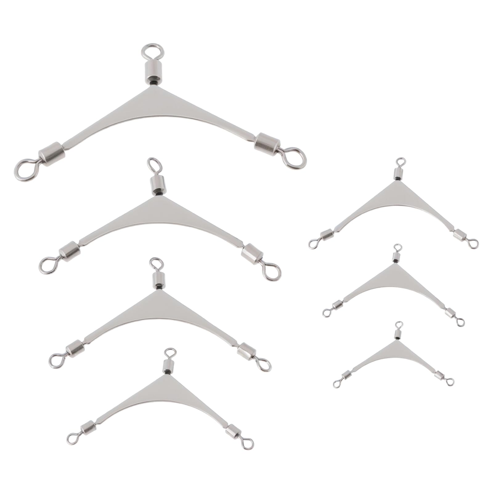Create idea 35pcs 3 Way Rolling Swivels Fishing Tackle Stainless Steel Suitable for Sea Bottom Carp Or Fly Fishing (7 Sizes)