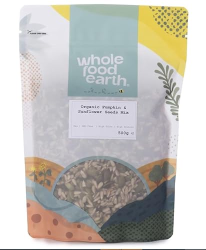 Wholefood Earth Organic Pumpkin & Sunflower Seeds Mix 500g Raw | GMO Free | Vegan | High Fibre | High Protein | Certified Organic