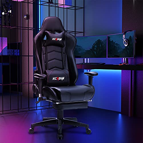 KCREAM Gaming Stuhl Gaming Sessel Massage Racing Bürostuhl Höhenverstellbarer Drehstuhl PC Stuhl Ergonomisches Computerstuhl Gamer Stuhl (schwarz)