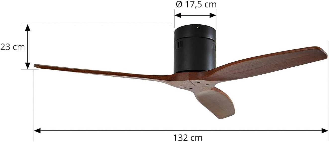 Dimensions diagram of the Lucande Vindur Ceiling Fan