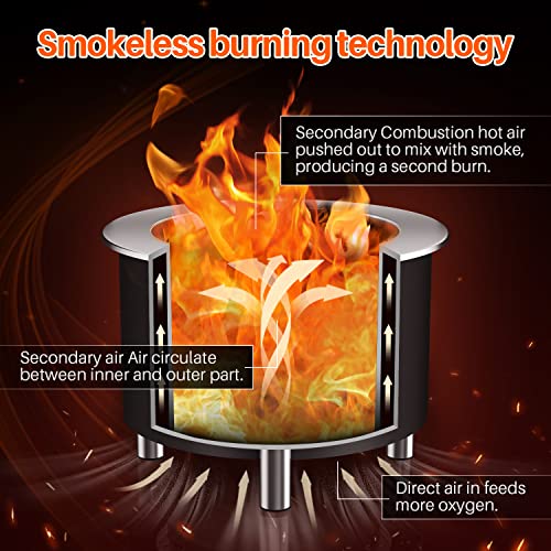 Toread Portable Outdoor Fire Pit And Smokeless, Large 304 Stainless Steel Camping Stove For Garden, Outside Patio, Courtyard (22"×22"×18.4") #TOP2