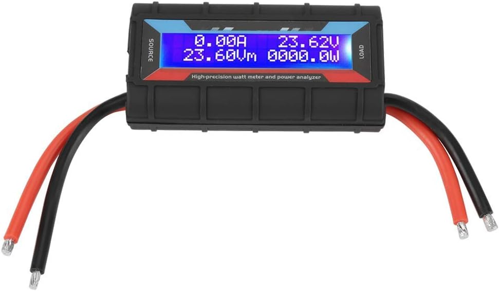 130A High Precision Watt Meter 4.8V~60V Voltage Amp Meter Power Analyzer Checker Analyzer Performance Monitor with Digital LCD Screen for RC Battery Solar Wind Power