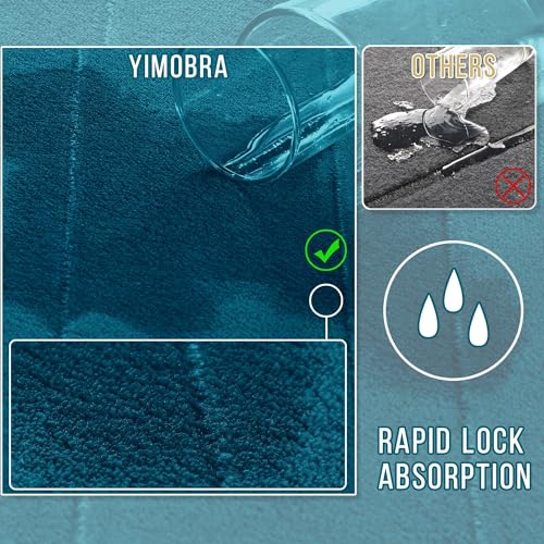 Image of Yimobra Memory Foam Bath Mat Set 2 Piece - Super Soft Absorbent Quick Dry Bathroom Toilet Rugs, Machine Washable Non Slip Floor Carpet for Tub Shower & Single Sink (31.5x20 & 24x20, Peacock Blue)