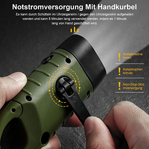 Wolafoo LED Taschenlampen 2er Pack – Kompakte Handkurbel Beleuchtung