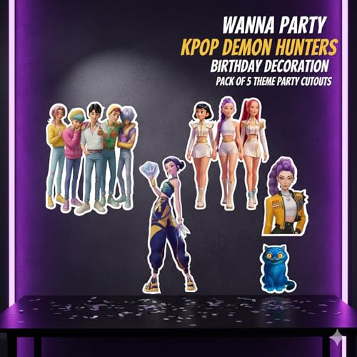 Image of Wanna Party Kpop Demon Hunters Birthday Decoration- Pack of 5 Theme Party Cutouts for Kpop Party Supplies