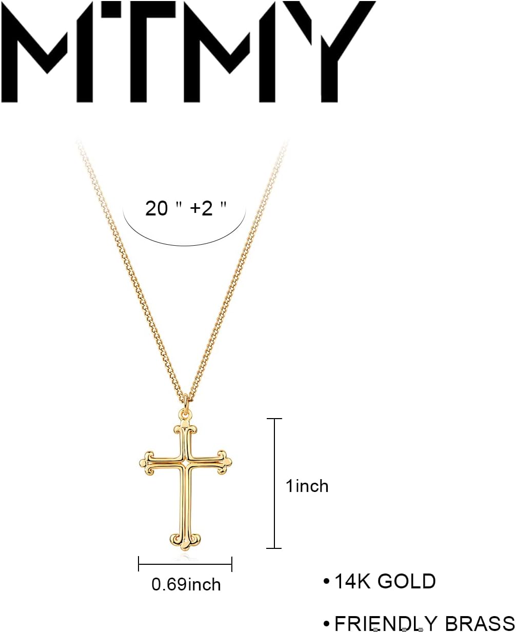 MTMY Gold Cross Necklace 14K Gold Plated Dainty Gold Cross Pendant Necklace for Women Delicate Necklace Jewelry - Image 6