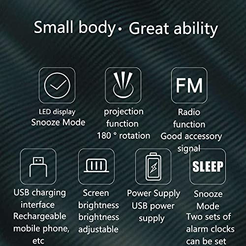 Digital Alarm Clock Led Large Display With Snooze Mirror Surface, Projection Screen Radio Operated Brightness Dimmer, Temperature Detect For Bedroom, Bedside, Desk, Home, Heavy Sleepers Adults Kids #TOP4