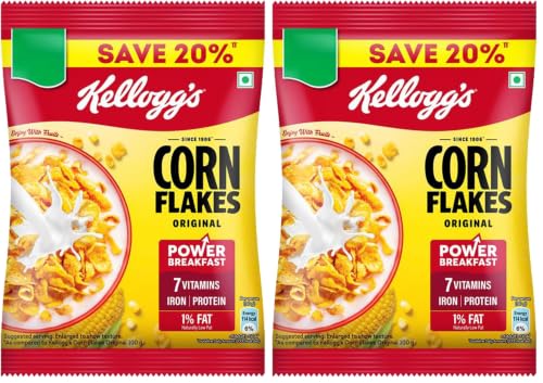 Image of Kellogg's Corn Flakes Original, High in Iron, High in B Group Vitamins, Breakfast Cereals, 56g /60g (Weight May Vary) (Pack of 2)