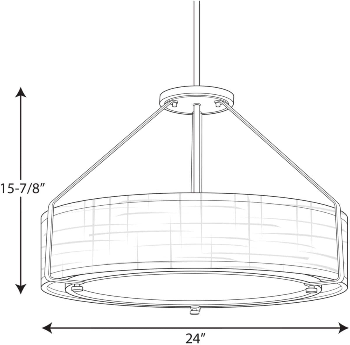 Line drawing of the P5015-09 pendant light with key dimensions.