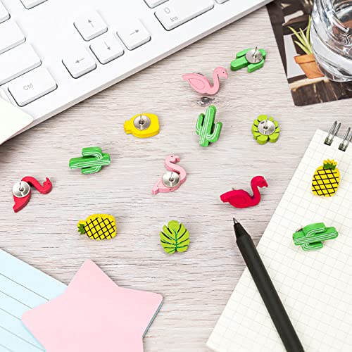 30Pcs Wooden Push Pins, Decorative Push Pins Include Flamingo Pineapple Cactus Palm Leaf, Cute Push Pins For Photos Wall, Maps, Bulletin Board, Cork Boards #TOP4
