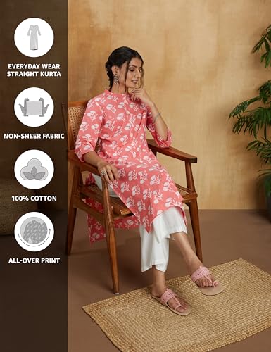 Image of Amazon Brand - Myx Women Printed Cotton Regular Fit Kurta (Available in Plus Sizes)