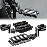 KEMIMOTO CNC Aluminum Highway Pegs with Expandable Heel Rests 1.25' Highway Short Angled Pegs Adjustable Fit for Street Glide Road King Road Glide Softail Dyna Sportster 1-1/4' Engine Guard Black